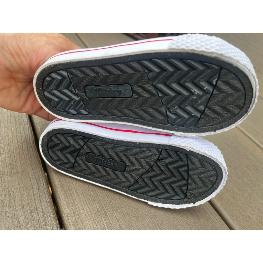 Disney Mickey Mouse Toddler Boys High Top Sneakers Black Red Size 7.5 Zipper